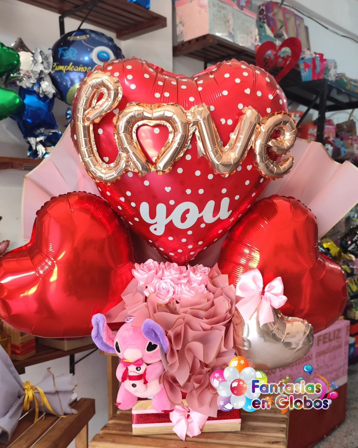 Arreglo romántico globos corazón
